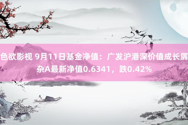 色欲影视 9月11日基金净值：广发沪港深价值成长羼杂A最新净值0.6341，跌0.42%