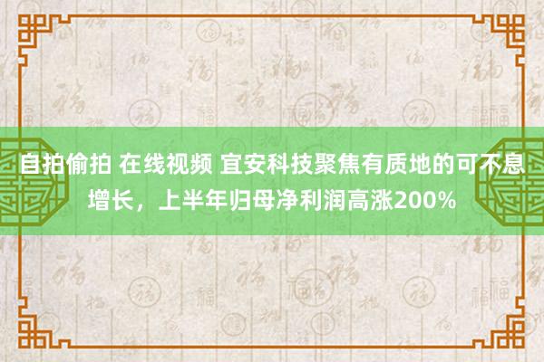 自拍偷拍 在线视频 宜安科技聚焦有质地的可不息增长，上半年归母净利润高涨200%