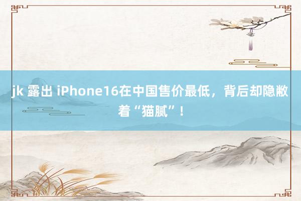 jk 露出 iPhone16在中国售价最低，背后却隐敝着“猫腻”！