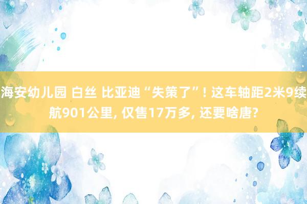 海安幼儿园 白丝 比亚迪“失策了”! 这车轴距2米9续航901公里， 仅售17万多， 还要啥唐?