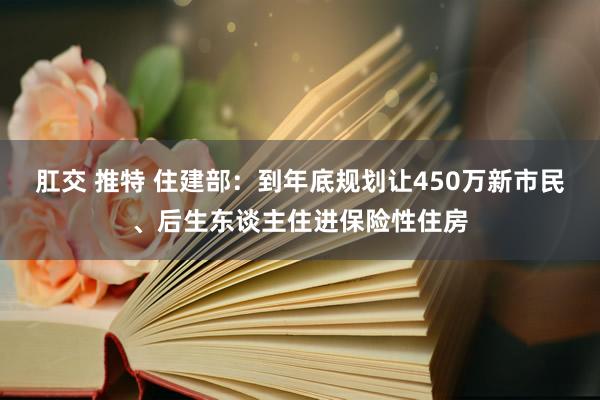 肛交 推特 住建部：到年底规划让450万新市民、后生东谈主住进保险性住房