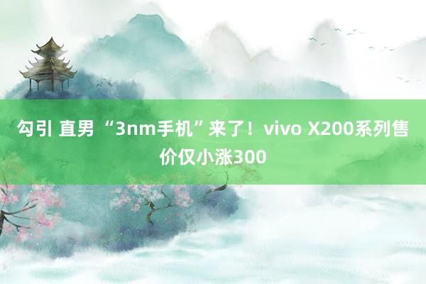 勾引 直男 “3nm手机”来了！vivo X200系列售价仅小涨300