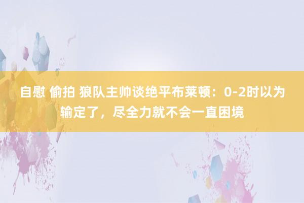 自慰 偷拍 狼队主帅谈绝平布莱顿：0-2时以为输定了，尽全力就不会一直困境