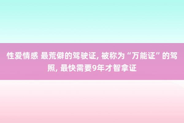 性爱情感 最荒僻的驾驶证， 被称为“万能证”的驾照， 最快需要9年才智拿证