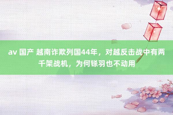 av 国产 越南诈欺列国44年，对越反击战中有两千架战机，为何铩羽也不动用