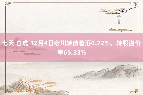 七天 白虎 12月4日宏川转债着落0.72%，转股溢价率65.33%