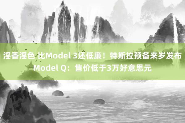 淫香淫色 比Model 3还低廉！特斯拉预备来岁发布Model Q：售价低于3万好意思元