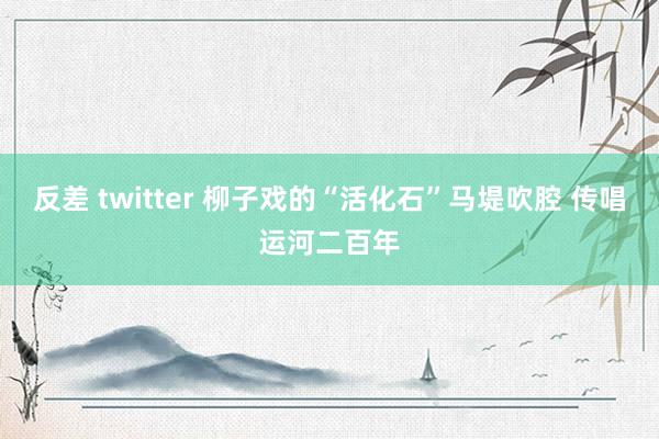 反差 twitter 柳子戏的“活化石”马堤吹腔 传唱运河二百年