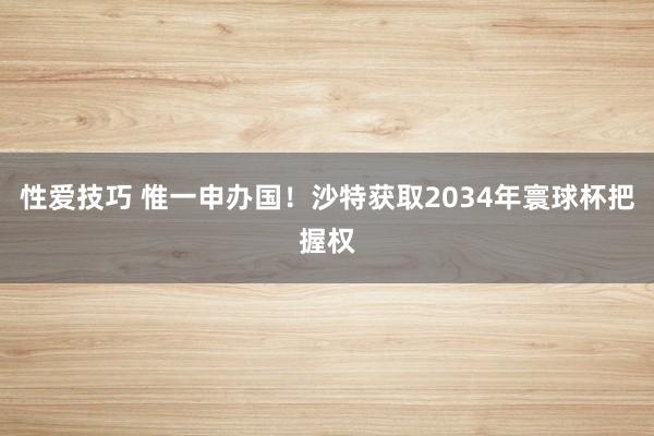 性爱技巧 惟一申办国！沙特获取2034年寰球杯把握权