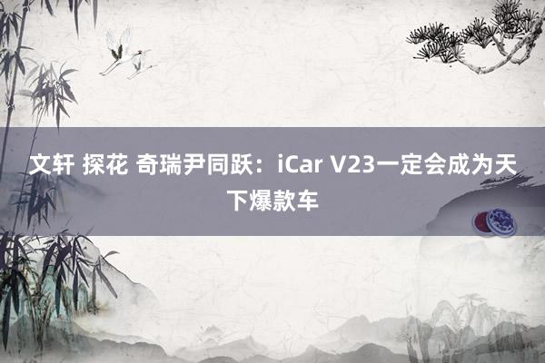 文轩 探花 奇瑞尹同跃：iCar V23一定会成为天下爆款车