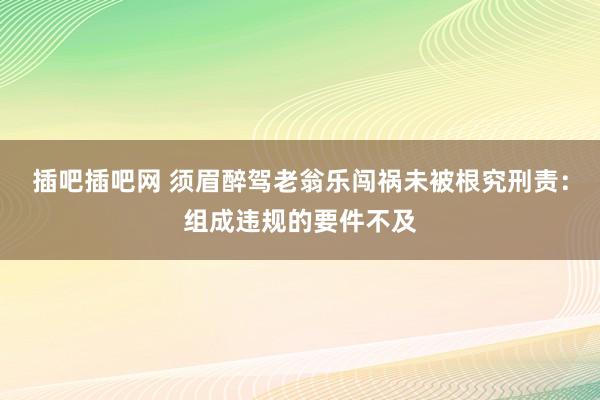 插吧插吧网 须眉醉驾老翁乐闯祸未被根究刑责：组成违规的要件不及