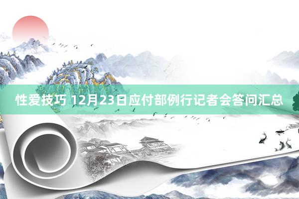 性爱技巧 12月23日应付部例行记者会答问汇总