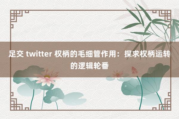 足交 twitter 权柄的毛细管作用：探求权柄运转的逻辑轮番