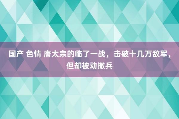 国产 色情 唐太宗的临了一战，击破十几万敌军，但却被动撤兵