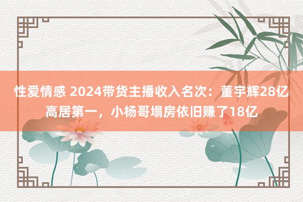 性爱情感 2024带货主播收入名次：董宇辉28亿高居第一，小杨哥塌房依旧赚了18亿