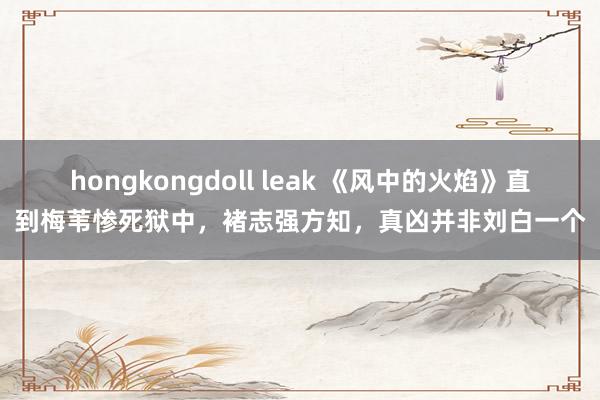 hongkongdoll leak 《风中的火焰》直到梅苇惨死狱中，褚志强方知，真凶并非刘白一个